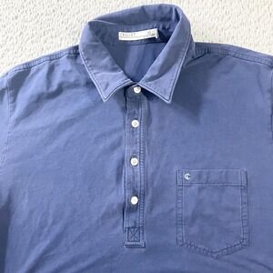 Criquet Polo Shirt Mens XL Blue Pima Cotton Stretch Pocket Golf Short Sleeve